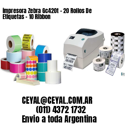 impresora Zebra Gc420t – 20 Rollos De Etiquetas – 10 Ribbon