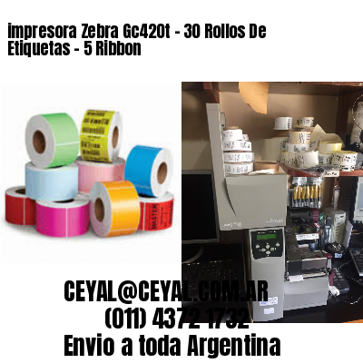 impresora Zebra Gc420t – 30 Rollos De Etiquetas – 5 Ribbon