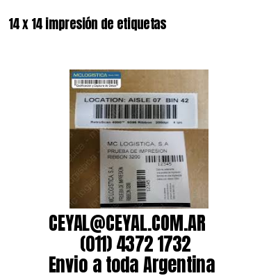 14 x 14 impresión de etiquetas