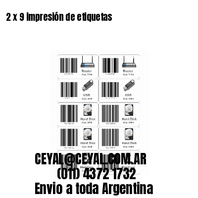 2 x 9 impresión de etiquetas