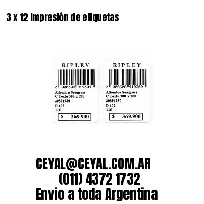 3 x 12 impresión de etiquetas