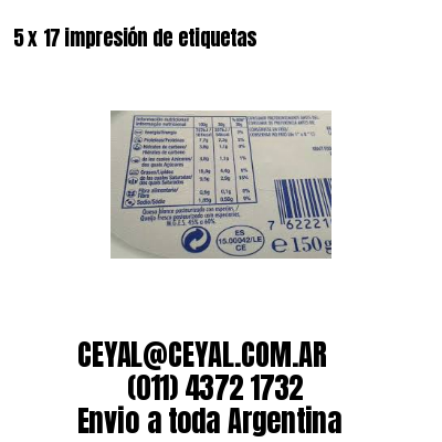 5 x 17 impresión de etiquetas