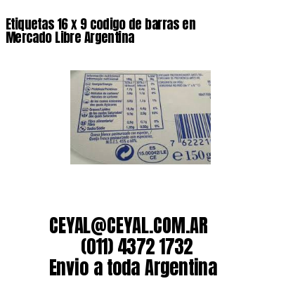 Etiquetas 16 x 9 codigo de barras en Mercado Libre Argentina