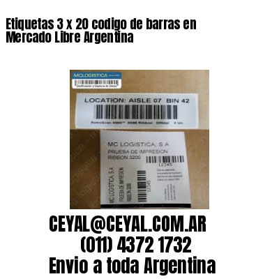 Etiquetas 3 x 20 codigo de barras en Mercado Libre Argentina