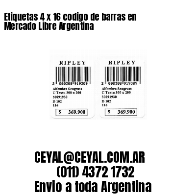 Etiquetas 4 x 16 codigo de barras en Mercado Libre Argentina