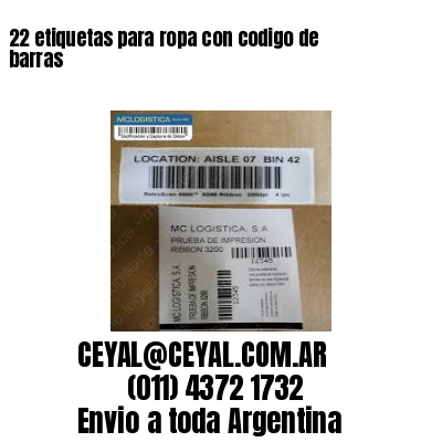 22 etiquetas para ropa con codigo de barras