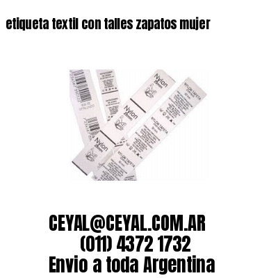 etiqueta textil con talles zapatos mujer