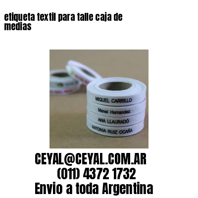 etiqueta textil para talle caja de medias