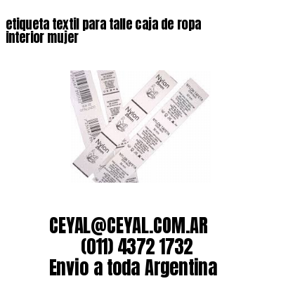 etiqueta textil para talle caja de ropa interior mujer