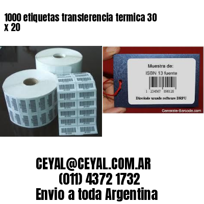 1000 etiquetas transferencia termica 30 x 20