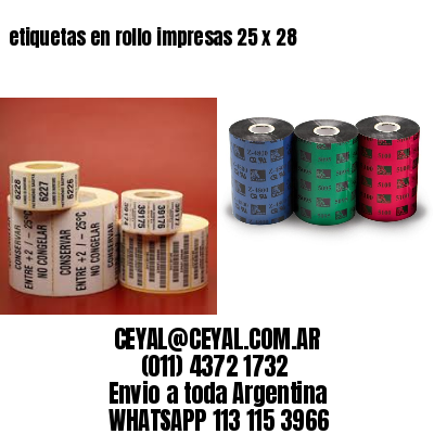 etiquetas en rollo impresas 25 x 28