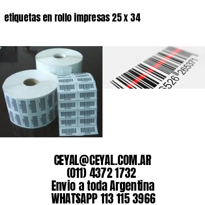 etiquetas en rollo impresas 25 x 34