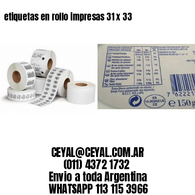 etiquetas en rollo impresas 31 x 33