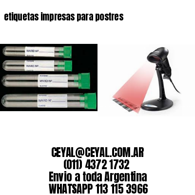 etiquetas impresas para postres