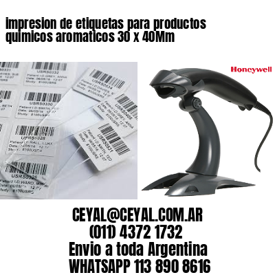 impresion de etiquetas para productos quimicos aromaticos 30 x 40Mm
