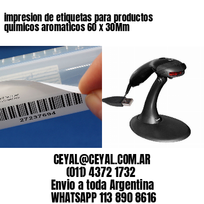 impresion de etiquetas para productos quimicos aromaticos 60 x 30Mm