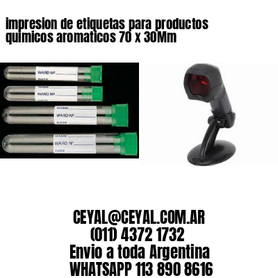 impresion de etiquetas para productos quimicos aromaticos 70 x 30Mm