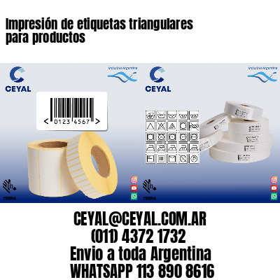 Impresión de etiquetas triangulares para productos
