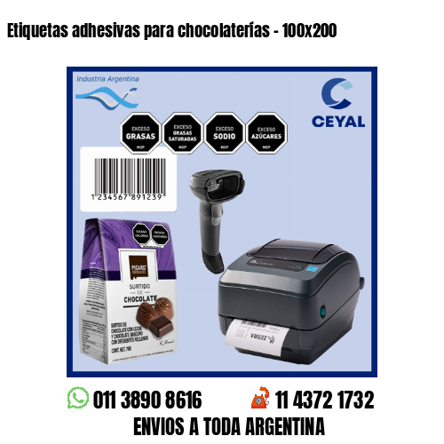 Etiquetas adhesivas para chocolaterías – 100×200