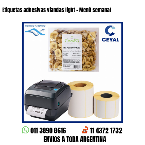 Etiquetas adhesivas viandas light – Menú semanal