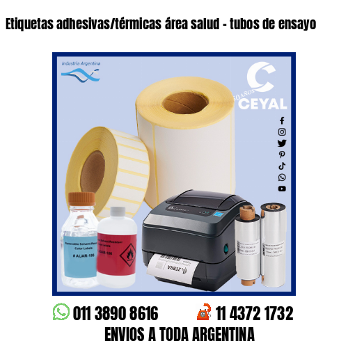 Etiquetas adhesivas/térmicas área salud – tubos de ensayo