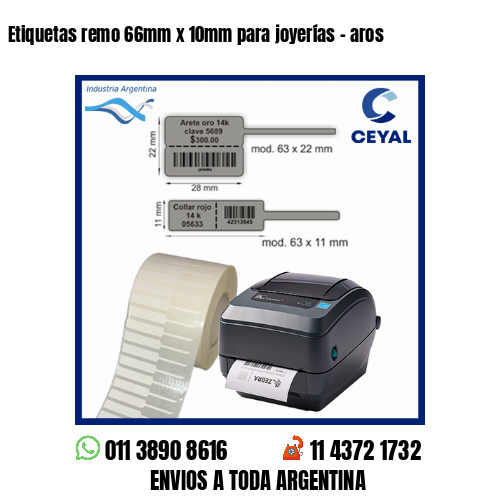 Etiquetas remo 66mm x 10mm para joyerías – aros