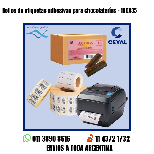 Rollos de etiquetas adhesivas para chocolaterías – 100X35