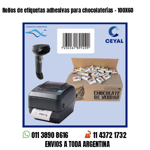 Rollos de etiquetas adhesivas para chocolaterías – 100X60