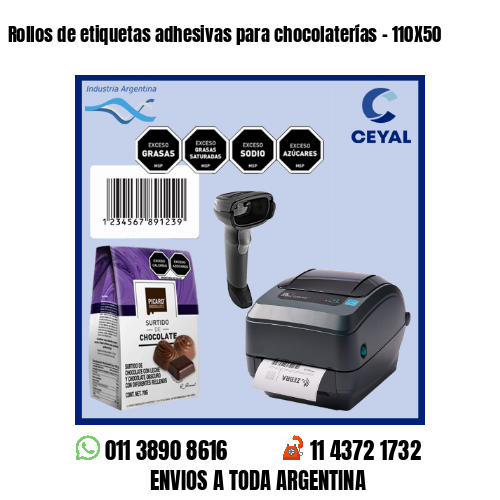 Rollos de etiquetas adhesivas para chocolaterías – 110X50