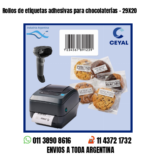 Rollos de etiquetas adhesivas para chocolaterías – 29X20