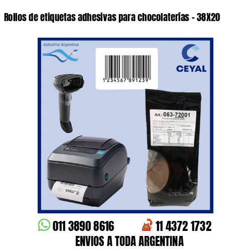 Rollos de etiquetas adhesivas para chocolaterías – 38X20