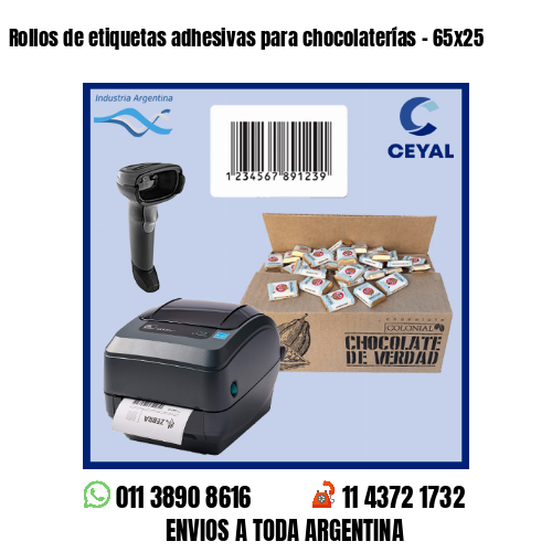 Rollos de etiquetas adhesivas para chocolaterías – 65×25