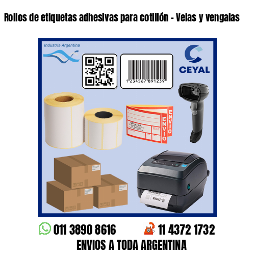 Rollos de etiquetas adhesivas para cotillón – Velas y vengalas