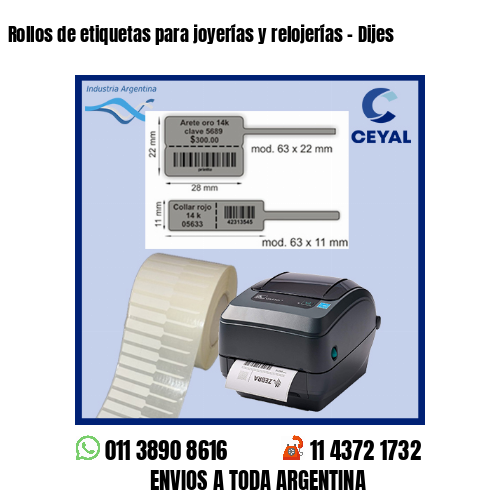 Rollos de etiquetas para joyerías y relojerías – Dijes