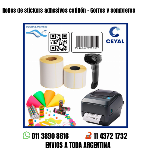 Rollos de stickers adhesivos cotillón – Gorros y sombreros