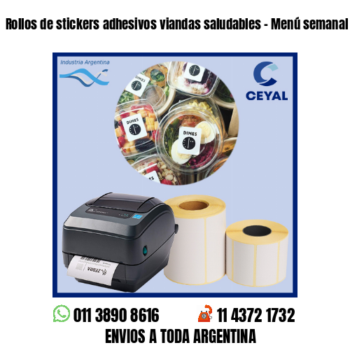 Rollos de stickers adhesivos viandas saludables – Menú semanal