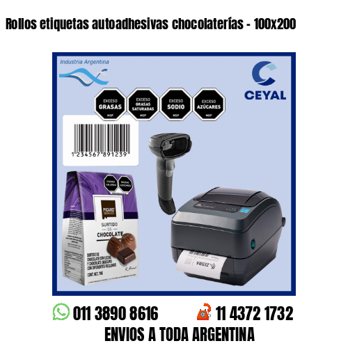 Rollos etiquetas autoadhesivas chocolaterías – 100×200