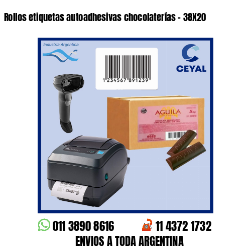 Rollos etiquetas autoadhesivas chocolaterías – 38X20