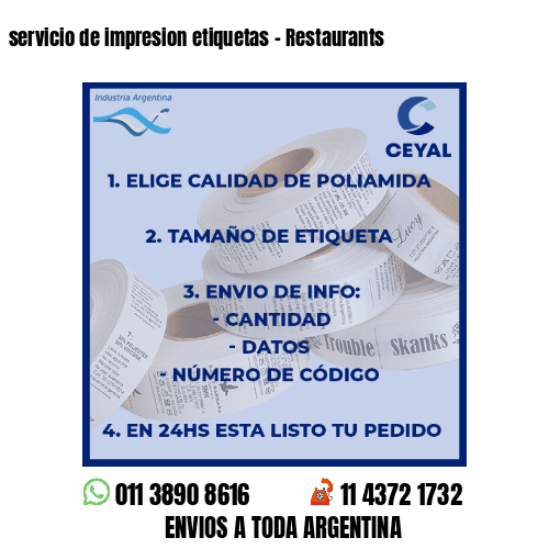 servicio de impresion etiquetas – Restaurants