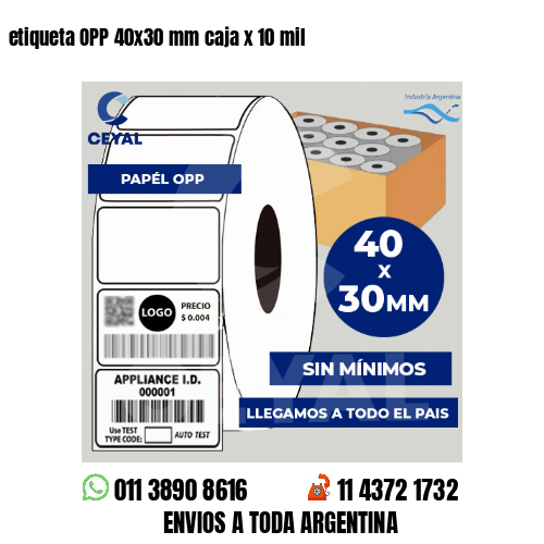 etiqueta OPP 40×30 mm caja x 10 mil