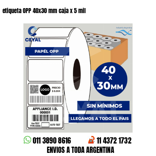 etiqueta OPP 40×30 mm caja x 5 mil