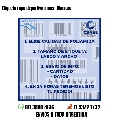 Etiqueta ropa deportiva mujer  Almagro