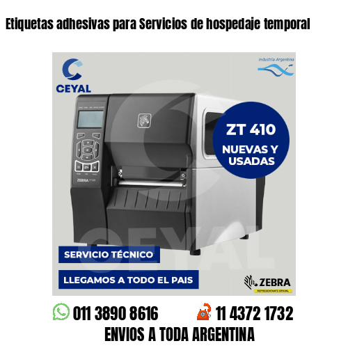 Etiquetas adhesivas para Servicios de hospedaje temporal