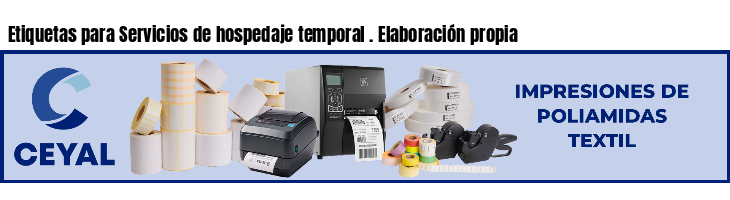 Etiquetas para Servicios de hospedaje temporal . Elaboración propia