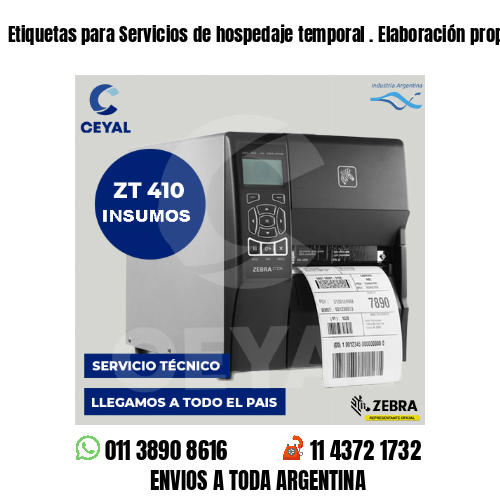 Etiquetas para Servicios de hospedaje temporal . Elaboración propia