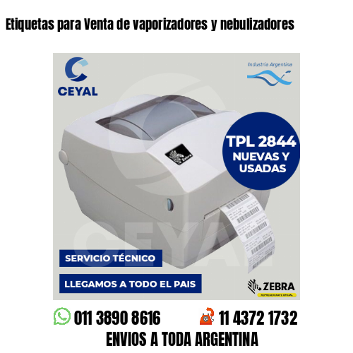 Etiquetas para Venta de vaporizadores y nebulizadores
