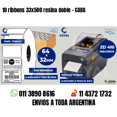 10 ribbons 33x500 resina doble - CABA