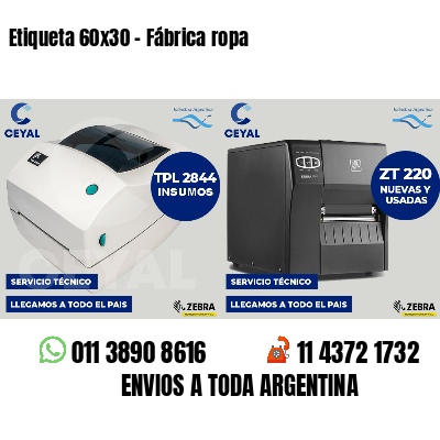Etiqueta 60x30 - Fábrica ropa