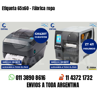 Etiqueta 65x60 - Fábrica ropa