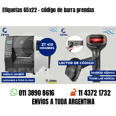 Etiquetas 65x22 - código de barra prendas